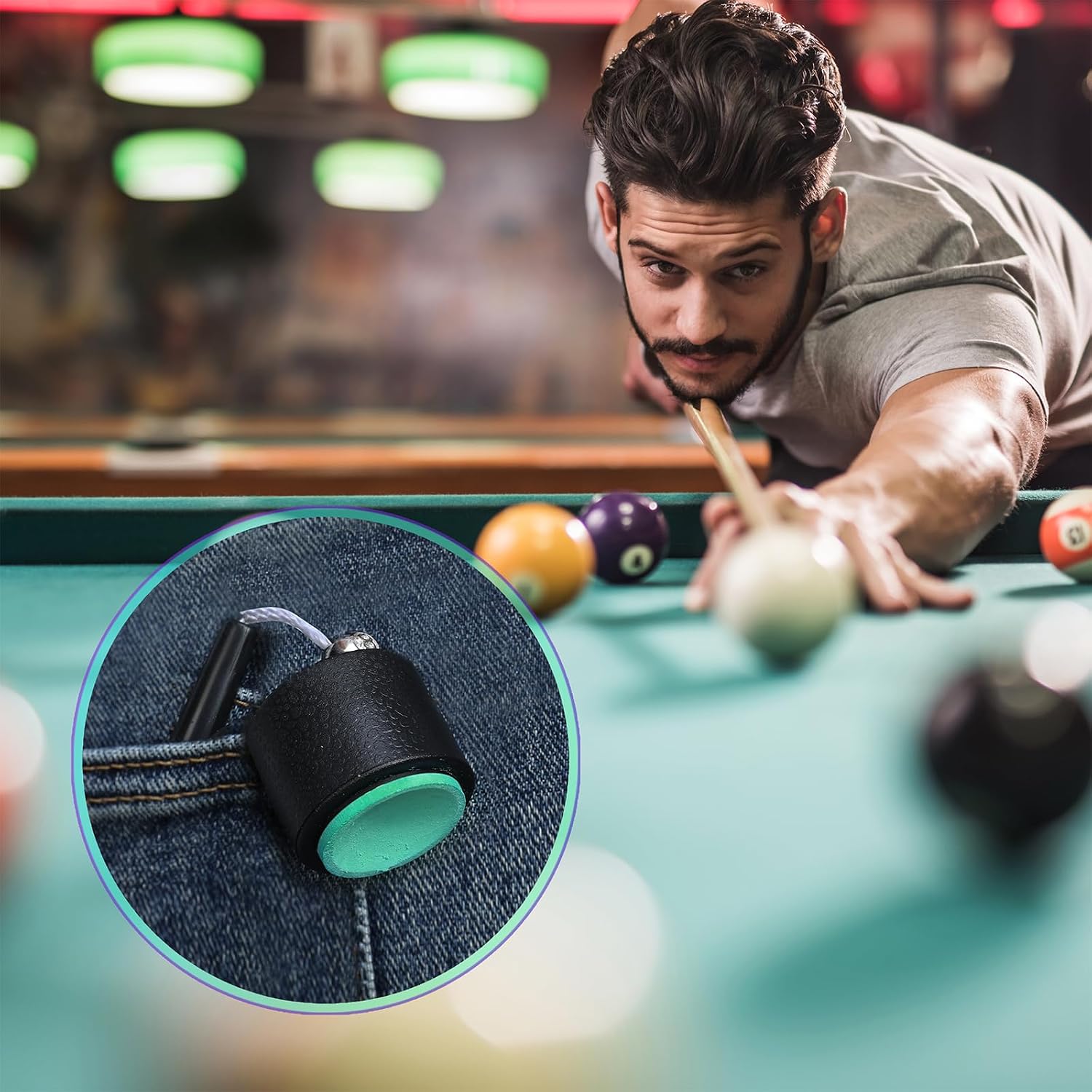 Billiard Chalk with Holder – Premium Pool Chalk and Durable Lightweight Pocket Holder Billiard Table Accessories for Snooker, 8-Ball and 9-Ball