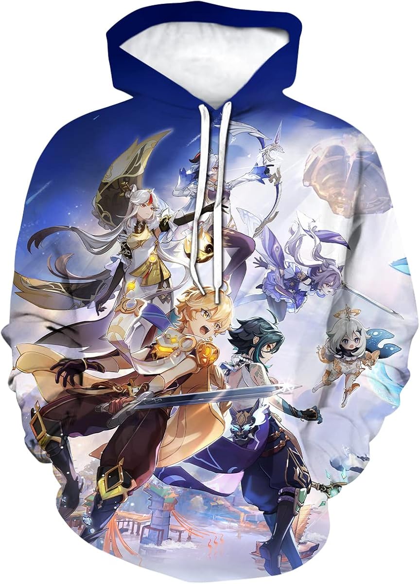 Japanese Anime Genshin Impact Hoodie Adventure Game 3D Printed Multicolor