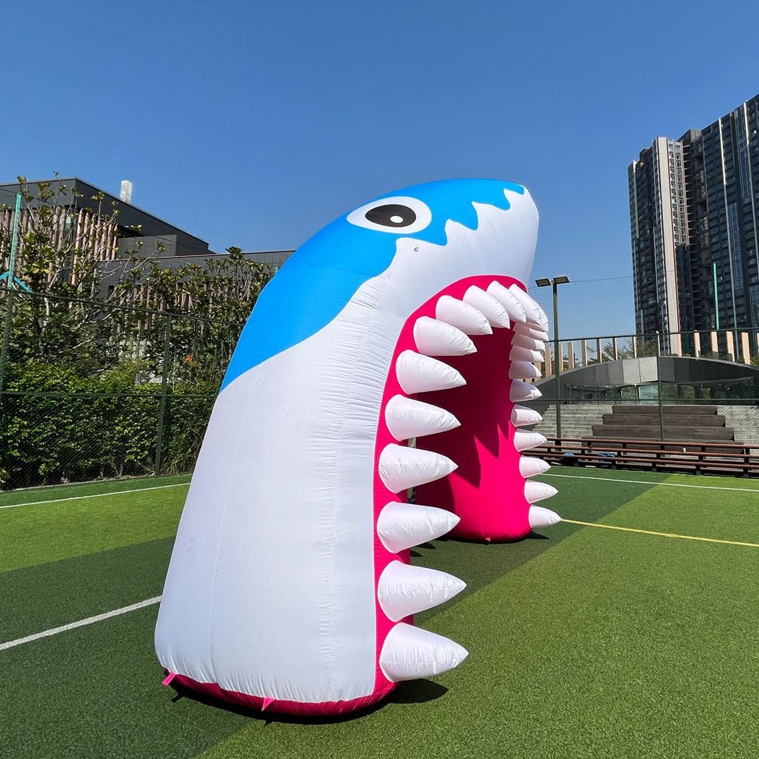 Inflatable Shark Mouth Arch Inflatable Shark Entrance 13ftx13ft with Blower for Stage Event Birthday Party Ocean Theme Decoration