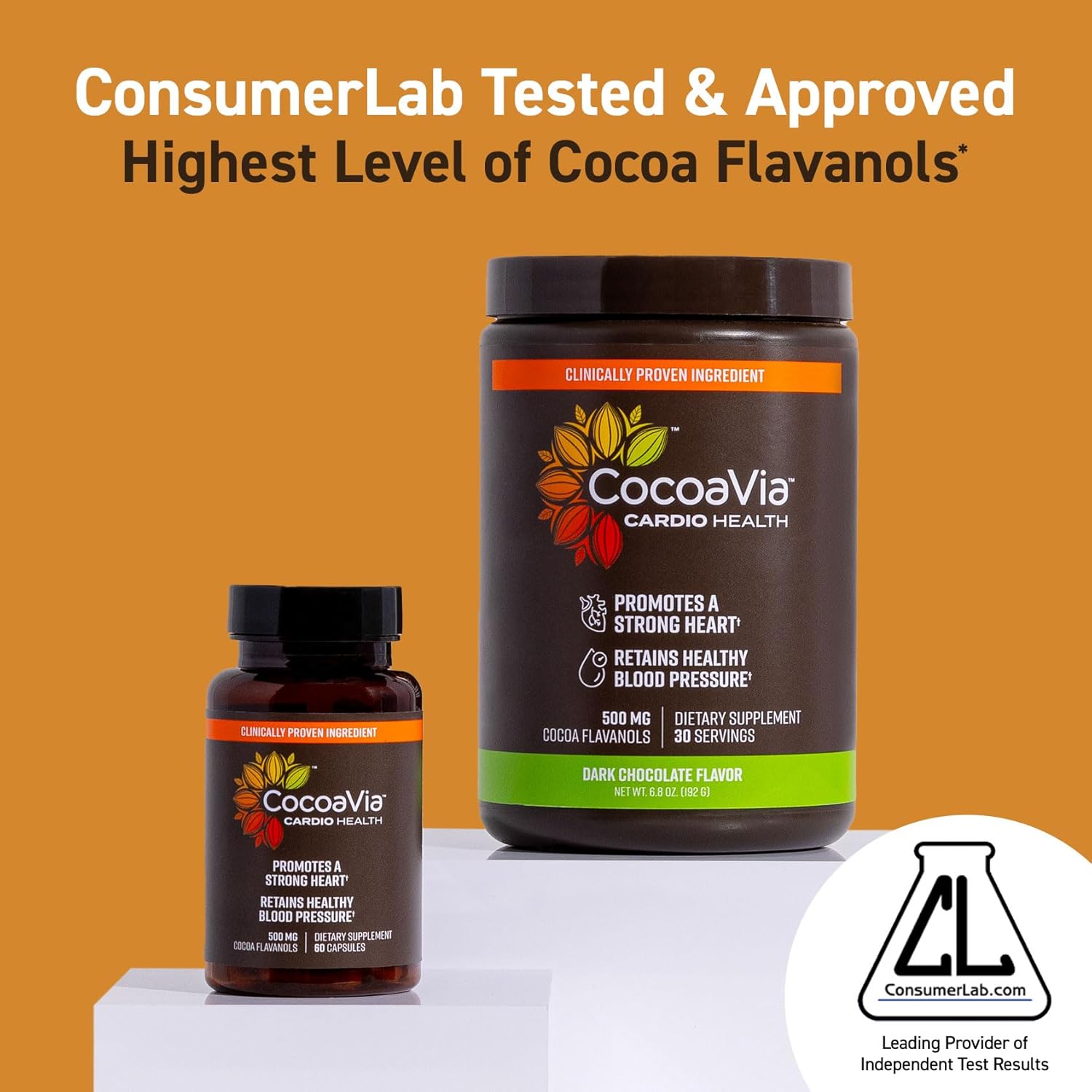CocoaVia Suplemento de salud cardiovascular, 60 días, 500 mg de