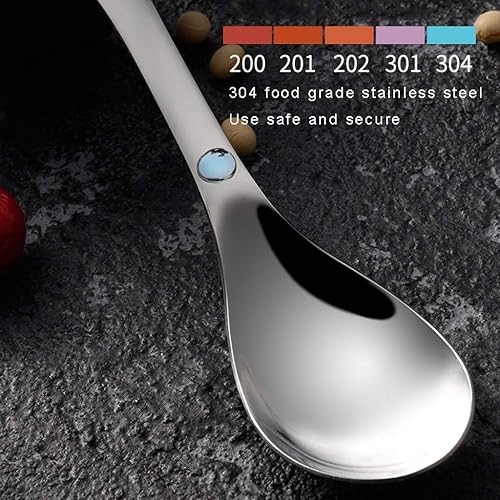 Miniatura 3 de Cuchara de sopa de acero inoxidable de grado alimenticio cuchara de mango largo para el hogar cuchara de servicio de pulido de espejo pesado