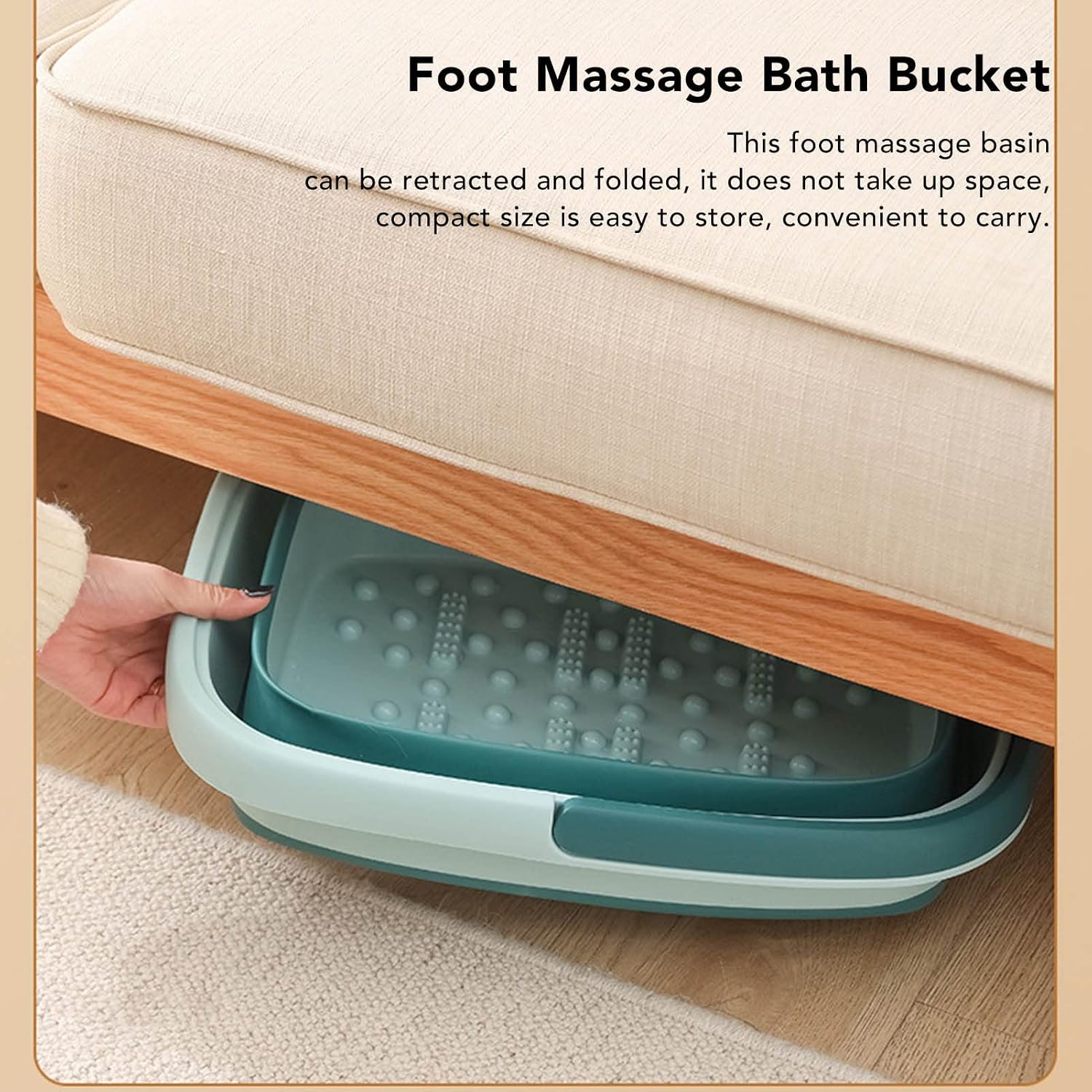 Asixxsix Foot Bath Basin, Collapsible Silicone Foldable Foot Soak Tub with Handle, Bump for Home Camping Hiking Outdoor Use (Blue)