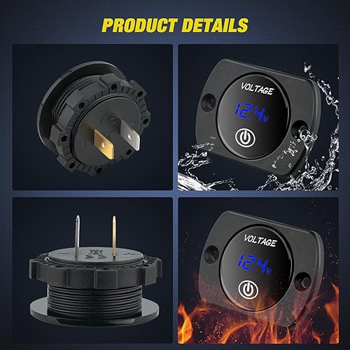 Miniatura 12 de Nilight Panel de voltímetro con pantalla digital LED, 12 VCC, impermeable, panel redondo, probador de voltios, medidor de voltios, para barco, Verde