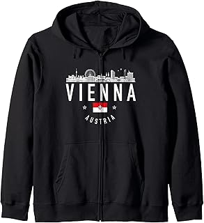Vienna Austria Skyline Austrian Flag Pride Souvenir Zip Hoodie