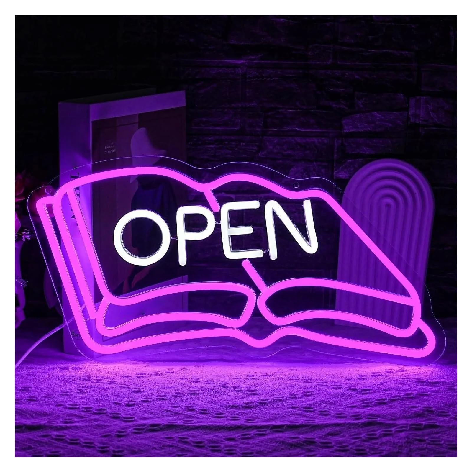 LEMST Signs Lamp Book Open Neon Sign USB Powered Light for Study Room Classroom Library Dormitory Bedroom Decoration 43cmх23.2cm