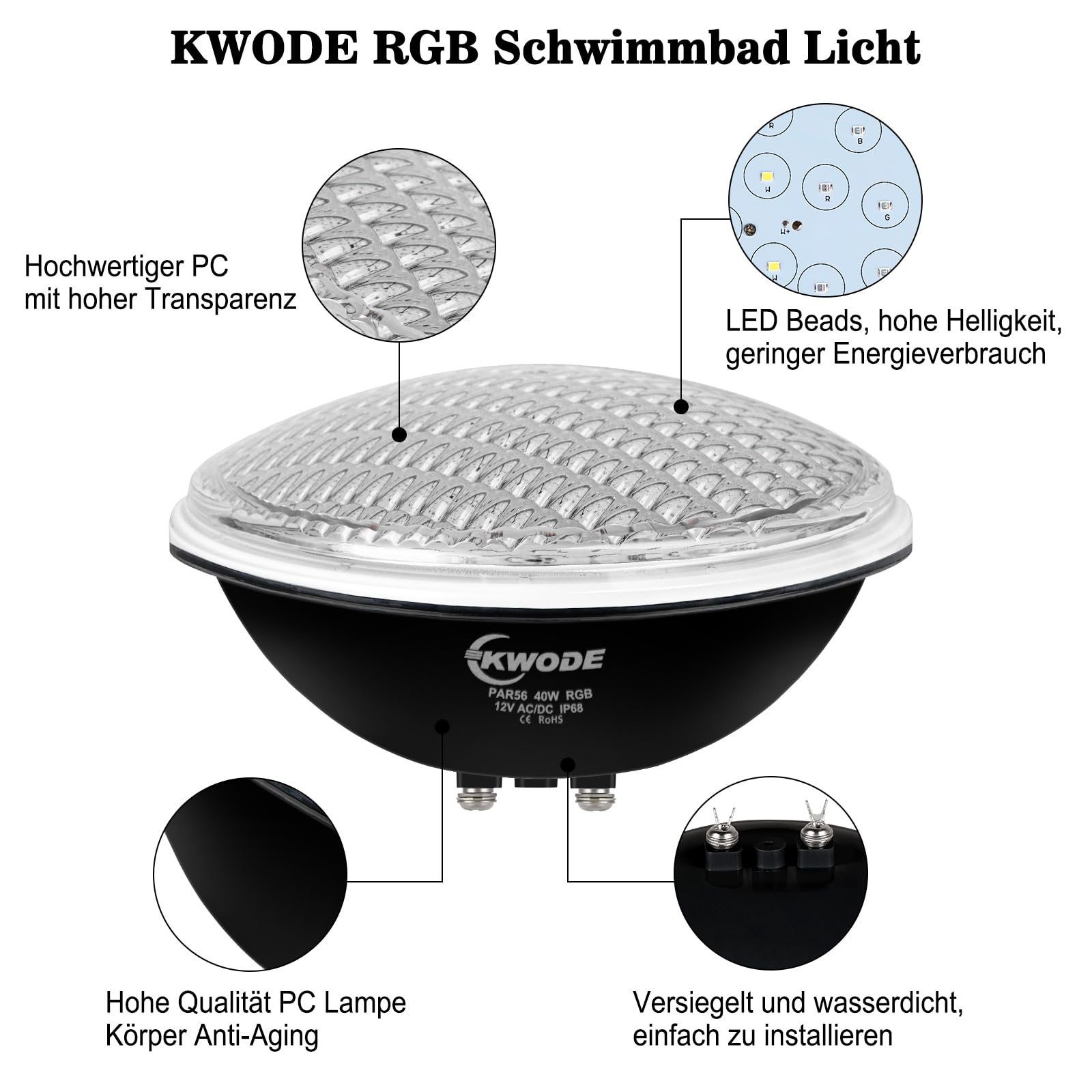 Zwembadverlichting LED kleur 16 Watt met witte behuizing kopen
