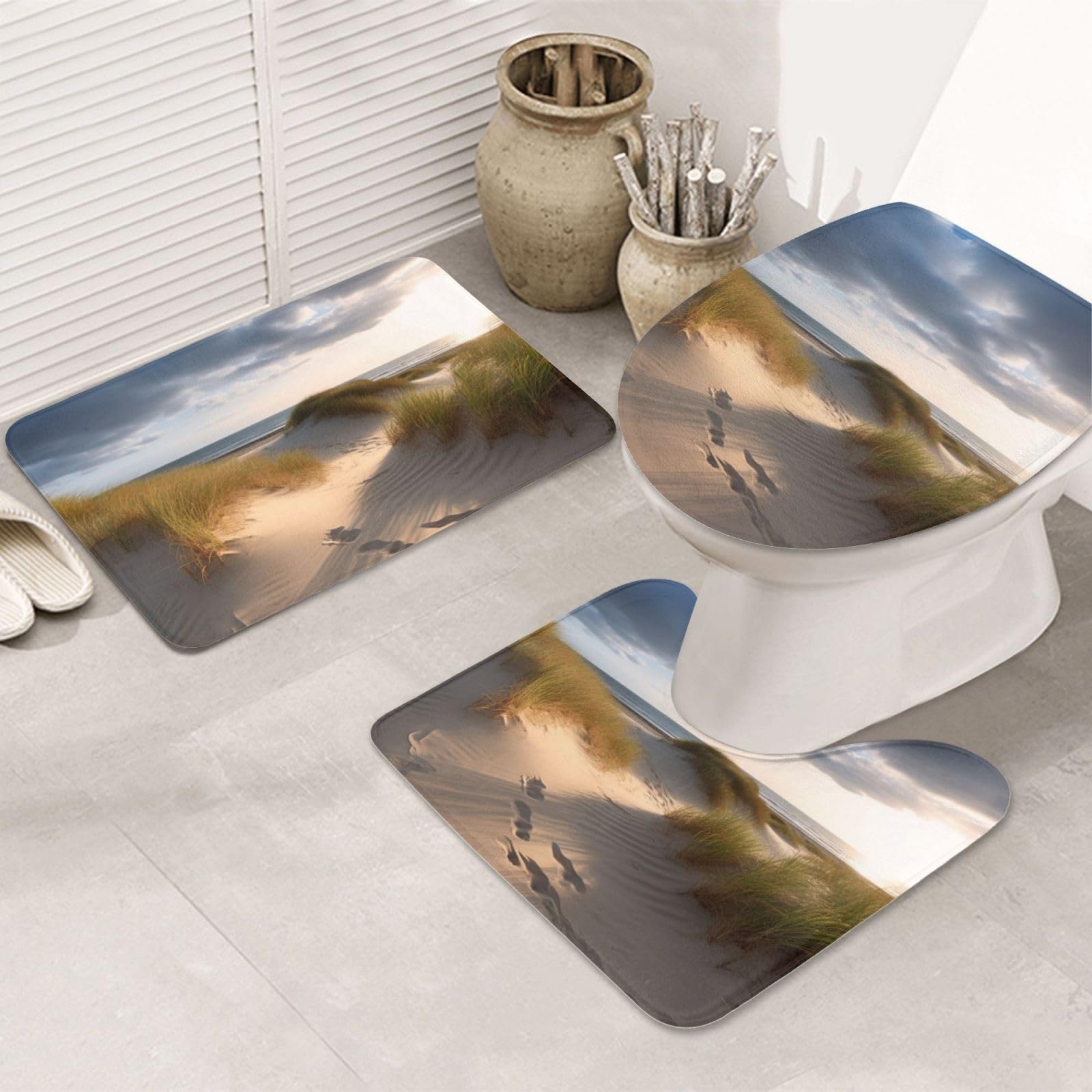 Tapis de bain en forme de U Beach Dunes : finis les sols mouillés et glissants