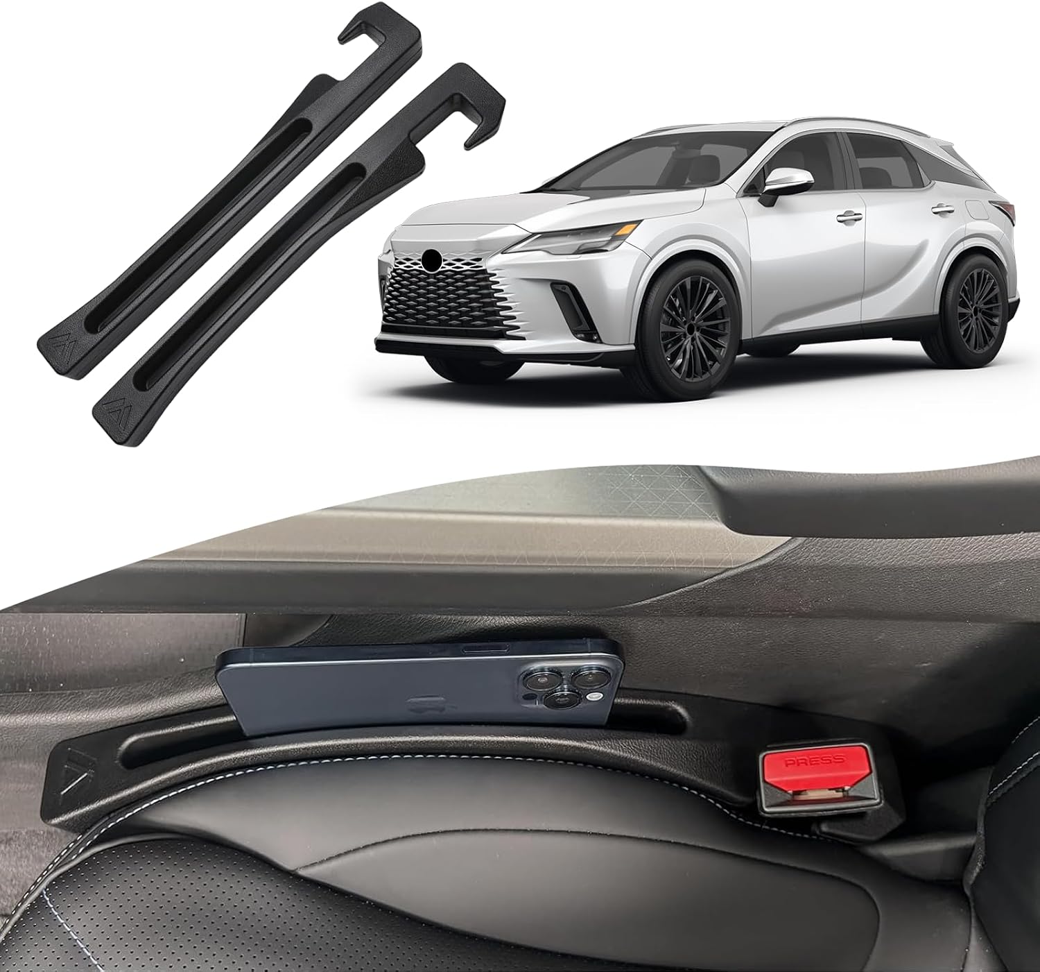 Le-xus RX350/RX450H/RX500H 2020-2026 Seat Gap Filler, Car Seat Gap Filler Organizer Stop Things from Dropping Customized Interior Accessories for Car, Black Pack of 2