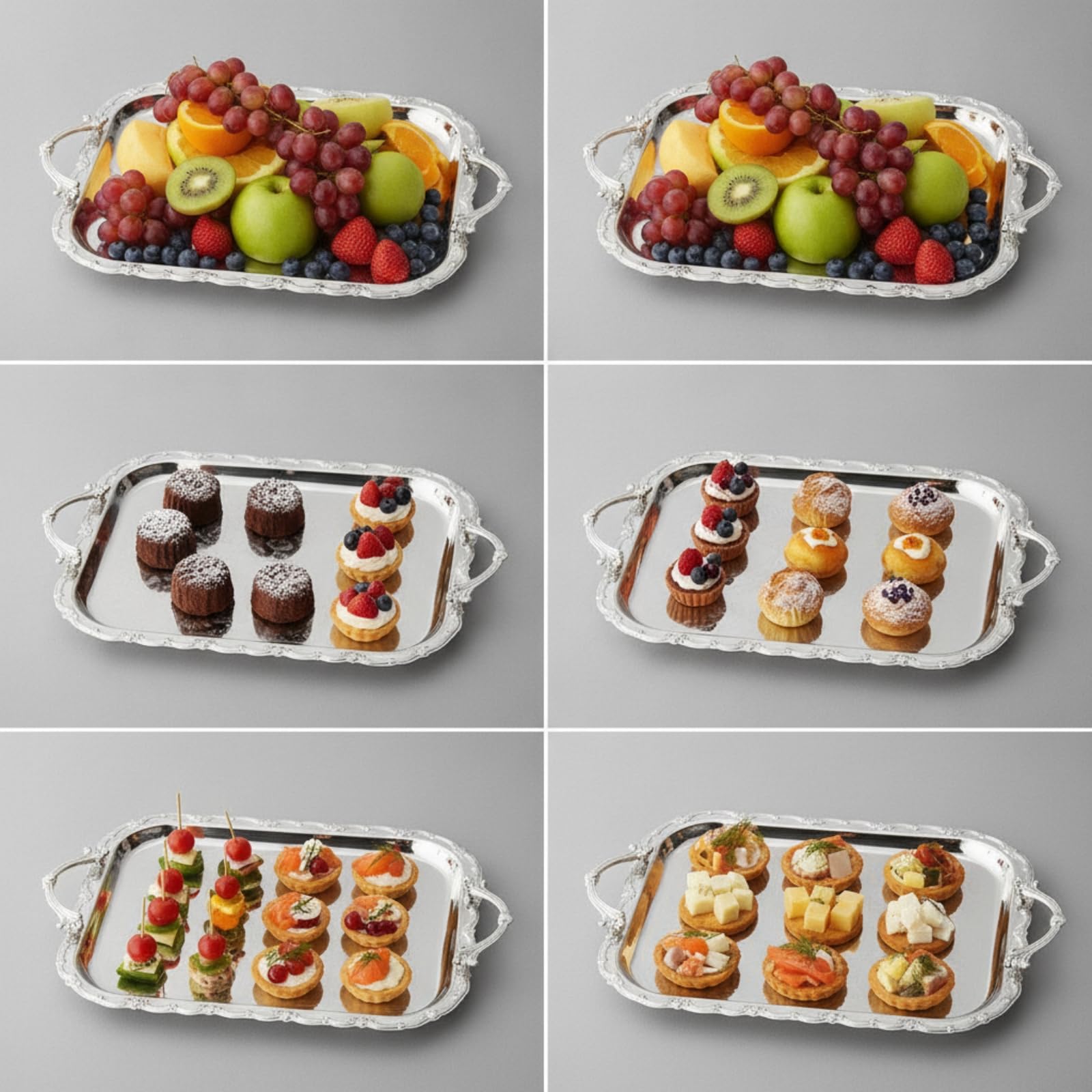 3 Piezas Banja con Patrón Floral en Relieve Pulida Banja Rectangular con Sobreelevados Ornamental para Comedor, M