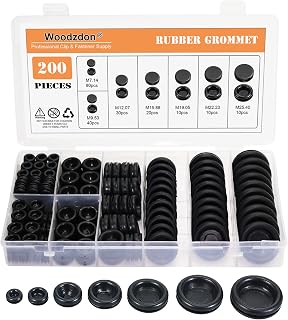 Woodzdon 200 Pcs Rubber Grommet Assortment 7 Sizes Sheet Metal Auto Body Firewall Hole Plug Electrical Wire Gasket for Wire Electrical Appliance Plumbing Drill Hole 9/32" 3/8" 1/2" 5/8" 3/4" 7/8" 1"