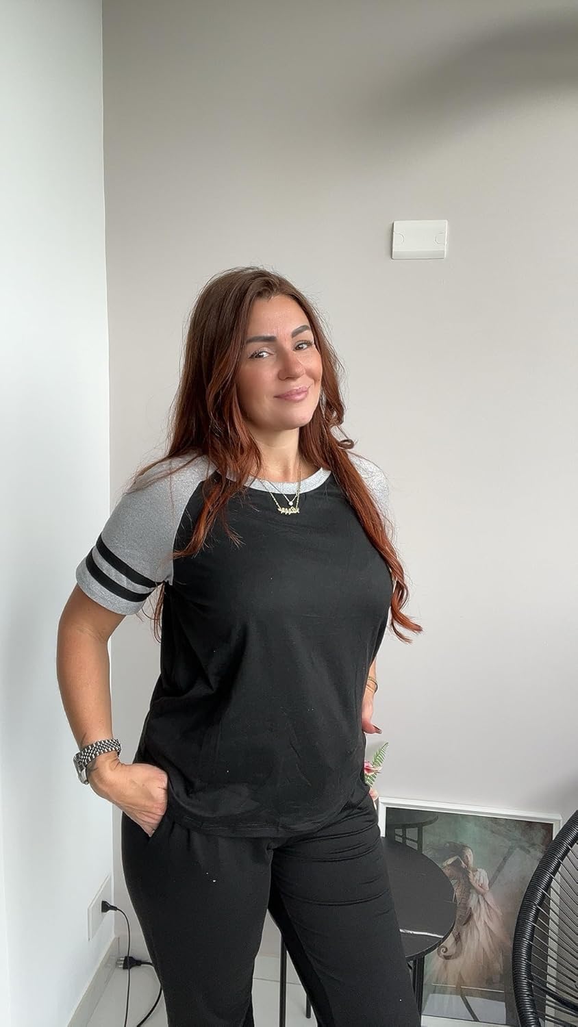 Ekouaer Lounge Sets for Women Two Piece Pajama Set Short Sleeve Crewneck Jogger Outfits and Sweatpants Tracksuit - Image 5