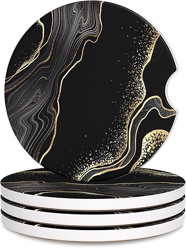 Miniatura 1 de Portavasos para automóvil, posavasos para portavasos de automóvil, paquete de 4 unidades, insertos antideslizantes universales de cerámica