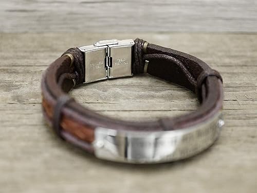 Miniatura 5 de Carpe Diem Bracelet, Inspirational Jewelry for Him, Latin Phrases, Anchor Charm Engraved, Silver and Black Leather Cuff