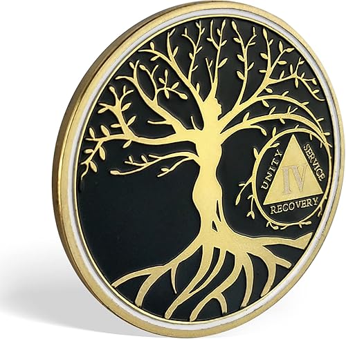 Miniatura 8 de Chip de medallón AA de 1 año, árbol de la vida, fichas de recuperación de oración de serenidad, fichas de aniversario (1 año)