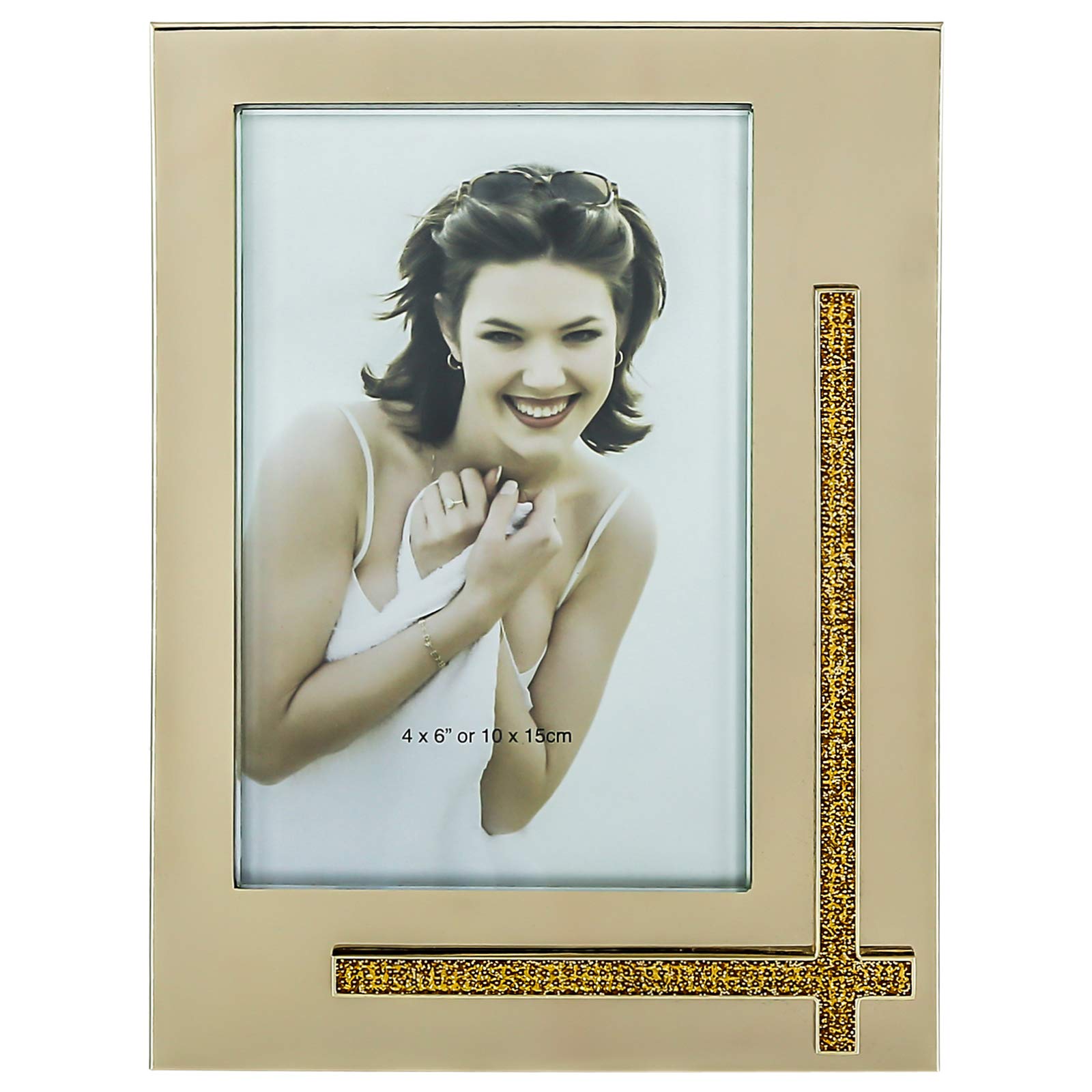 Linkage Glitter Thick Glass Frame 10x15 Cm- Gold
