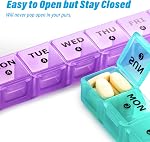 XL Large Monthly Pill Organizer 4 Weeks, 28 Day Pill Box Organizer Weekly, Big Compartment Pill Box with Travel Case, 7 Day Pill Dispenser 4 Times a Day, Medicine Organizer Box for Vitamin, Fish Oil (Black+Rainbow) | Food Grade PP, BPA Free, 3D Print