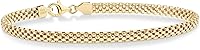 Miabella Women's 18K Gold Plated 925 Sterling Silver 4mm Italian Mesh Link Chain Bracelet - Authentic Made in Italy