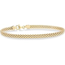 Miabella Italian 18K Gold Over 925 Sterling Silver 4mm Mesh Bracelet Women