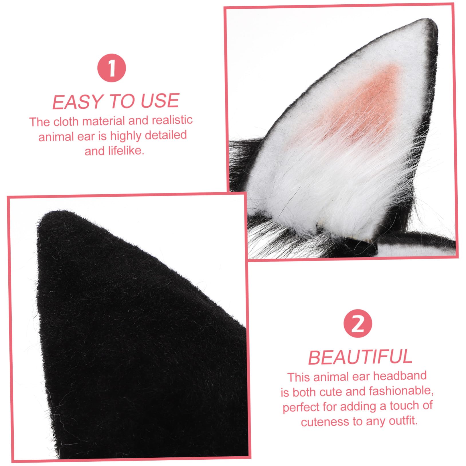 VICASKY 5 Pièces Bandeau Oreilles Lapin Fluffy Accessoire Cosplay Animal Unique et Confortable pour Fête et Usage Quotidien