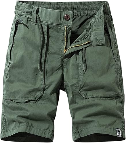 LAWOR Bermudas para hombre, 2024, ajuste relajado, pantalones cortos cargo con cordón de botón, pantalones cortos de playa con cintura elástica,