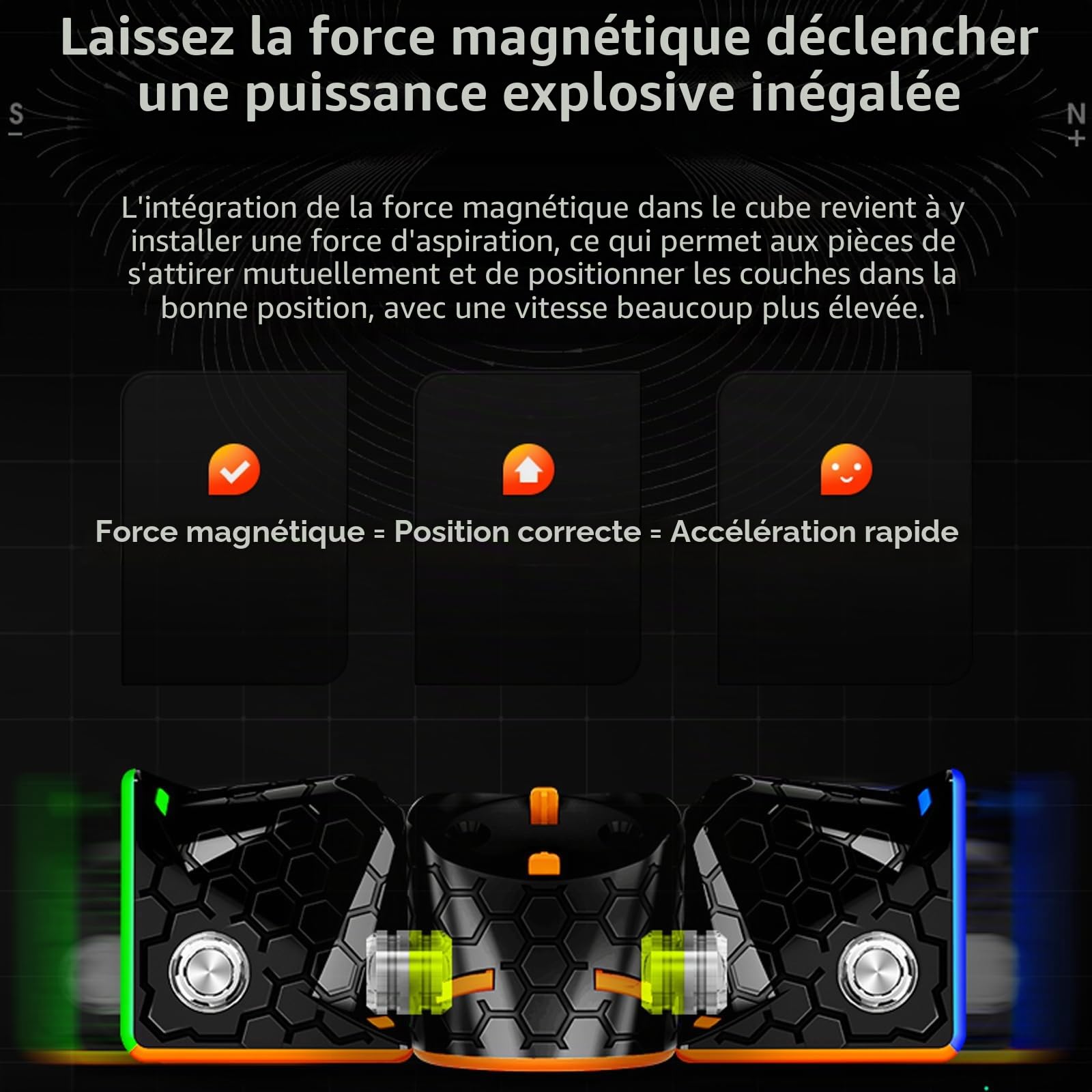 GAN 356M Lite Cube Magique Magnétique 3x3 Original | Speed Cube léger avec IPG et GES+, rotation fluide, idéal pour débutants et cubers confirmés, idée cadeau