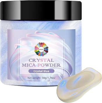 NTWJNJY Crystal Blue Mica Powder for Epoxy Resin,Natural Shimmer Mica Powder Used for Coloring Resin Artwork, car Spray Paint, Candles, soap, Lip Gloss, Nail Polish50g/1.7oz