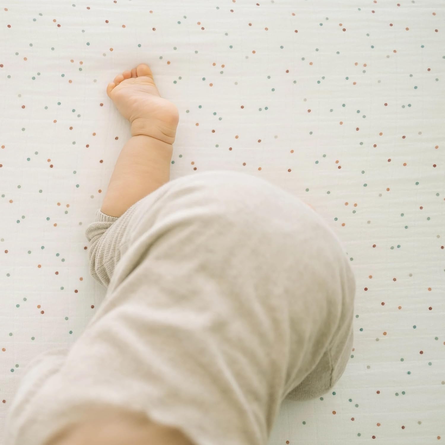 Little Unicorn Premium Crib Sheet | Breathable & Super-Soft Muslin Fabric (Dots)