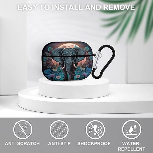Miniatura 3 de Boho-Elephant - Funda para Airpods Pro (21 generación) con llavero, funda protectora completa a prueba de golpes, funda rígida de policarbonato