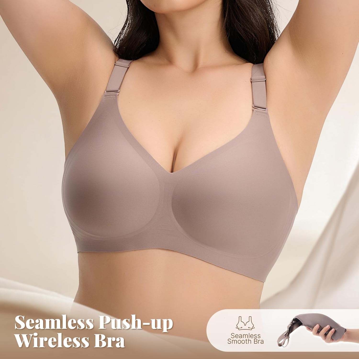 Wireless Bras for Women Comfortable Seamless T Shirt Bras No Underwire V Neck Full Coverage Support and Lift - Image 2