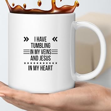 Coffee Mug I Have Tumbling In My Veins And Jesus In My Heart Funny Christianity, Christian, Christian, Christian S, Christian Cups, Cup Of Christ 952028