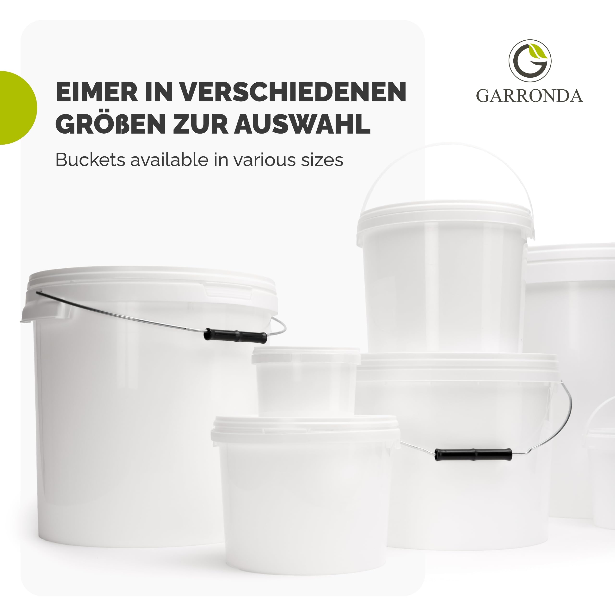 Garronda Eimer mit Deckel 20 L für die Lagerung von Lebensmittel- und Chemischen Produkten 1 Stück Weiß GD-0071