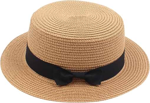 Boolavard Chapeau De Paille Enfant - Bord Large Fedora - Floppy Beach Sun Hat Pour Filles Et Garçons