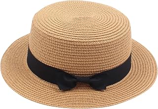 IRegina Kids Girls Boys Infant Summer Fedora Straw Hat Wide Brim Floppy Beach Sun Cap Visor Hat Floppy Hat