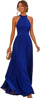 Ever-Pretty Women's Maxi Halter Formal Dress Stretchy Glitter Evening Gowns