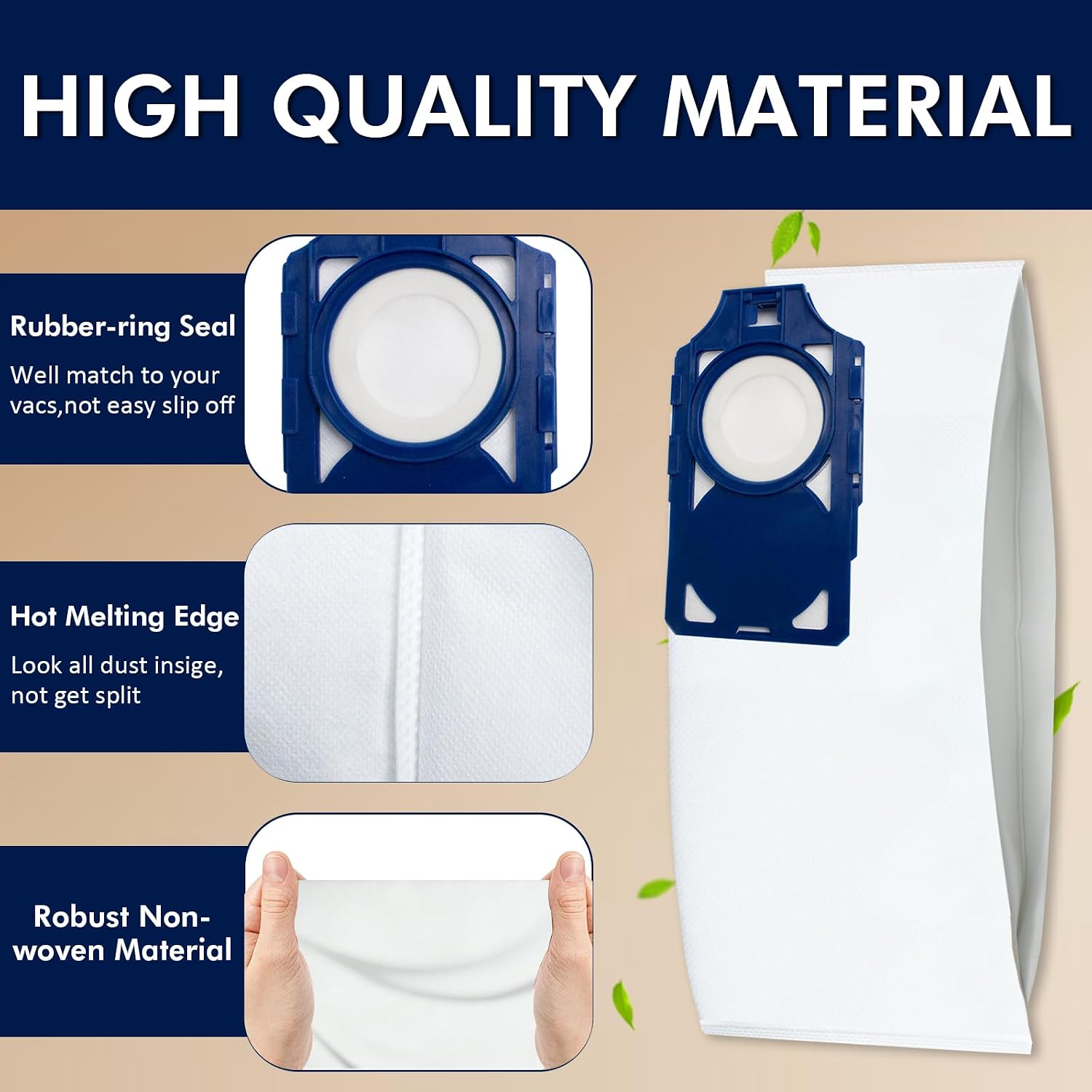 12 Pack R30D Vacuum Bags Compatible with Riccar Brilliance R30D, R30P, R30PET & Simplicity Synchrony S30D, S30P, S30PET Upright Vacuums Cleaner, Part RNHC-6/SNH-6