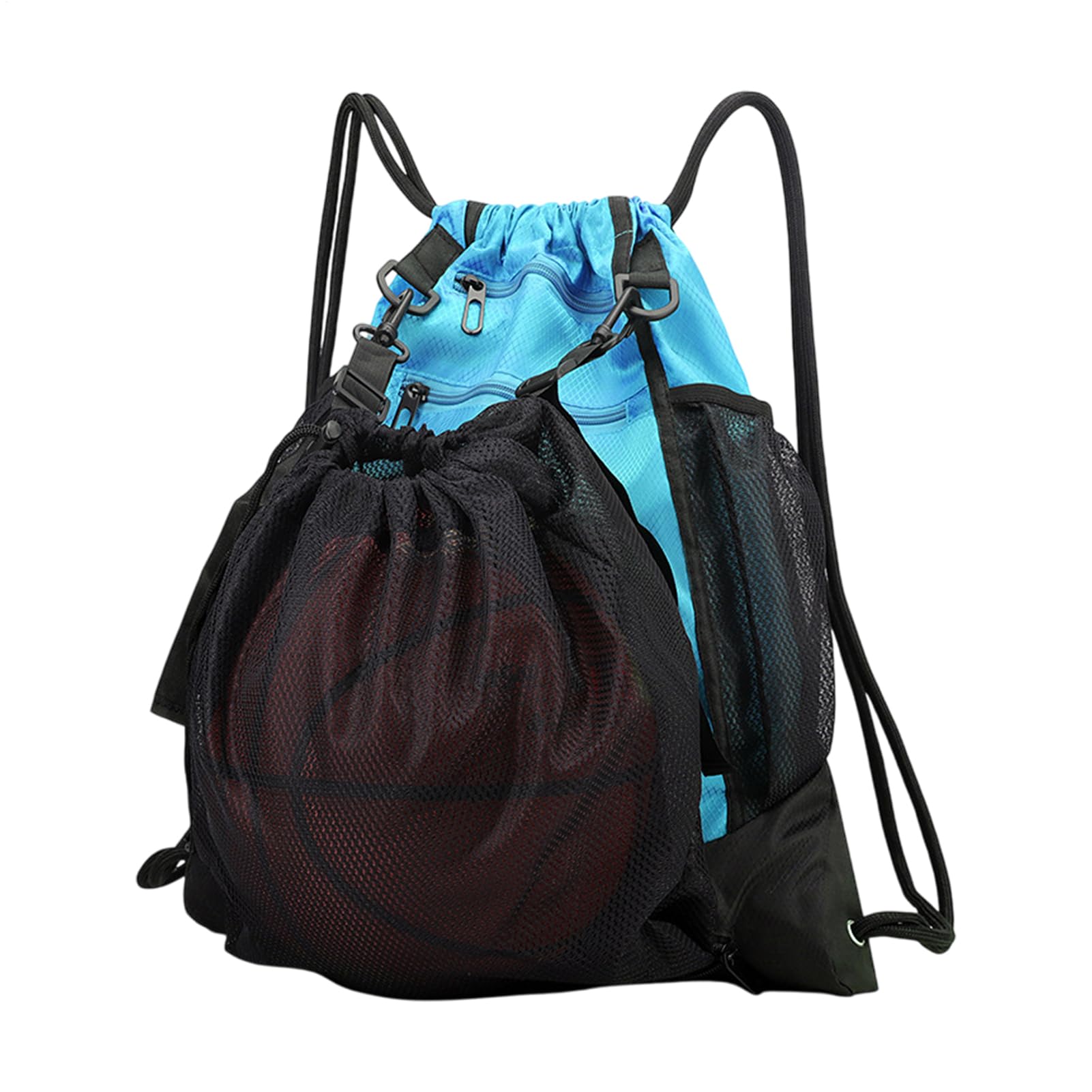 Mochila de baloncesto plegable con cordón para exteriores, estructura plegable, gimnasio deportivo ligero, diseño transpirable, fácil almacenamiento para fútbol, yoga, camping, senderismo, viajes