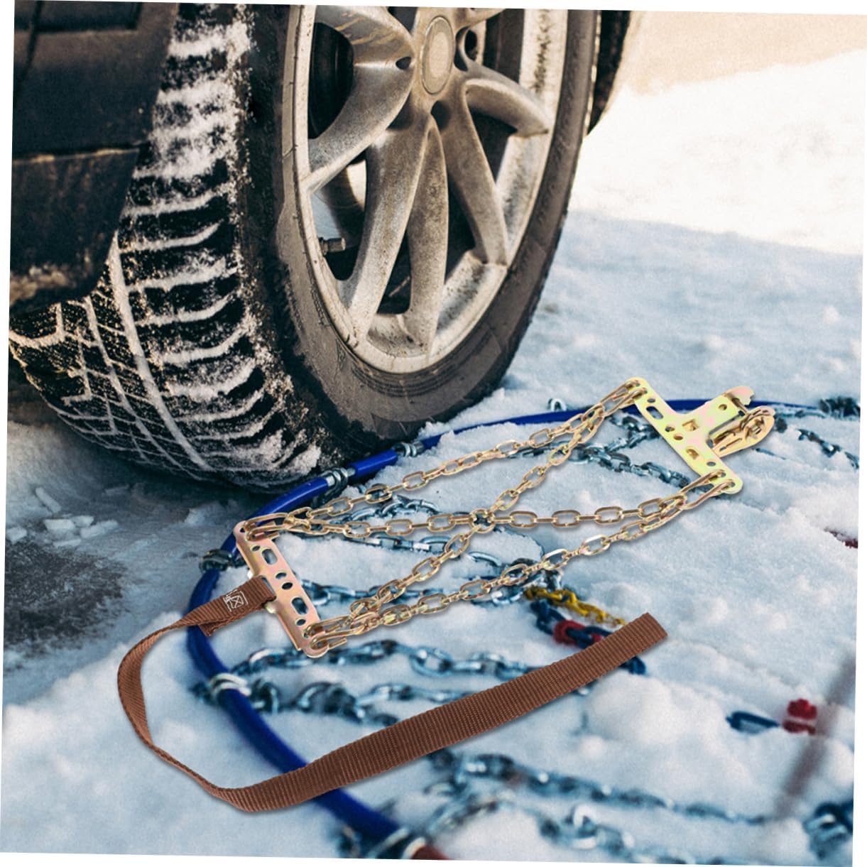 PRETYZOOM 2PCS Heavy-Duty Tire Chains for Snow and Ice Universal Fit Automotive Tire Chains Non-Slip Traction Cables for Cars SUVs and Trucks for Emergency Use