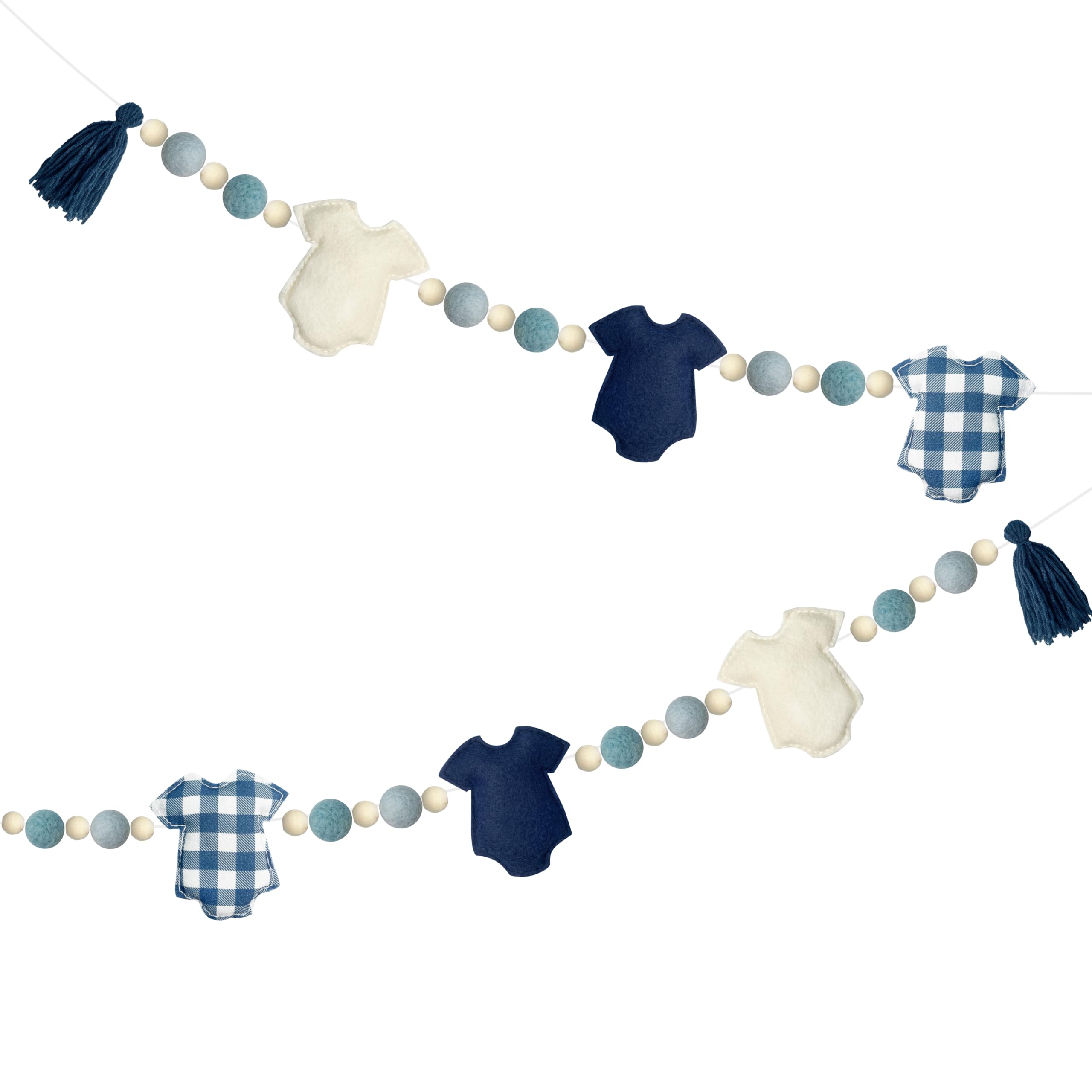 Babykleidung, Dekoration, vorbespannt, handgefertigt, Filz, Babykleidung, Holzperlen, Wolle, Filzball, Banner, Girlande für süße Babys, Jungen, Babyparty, Party, Kinderzimmer, Kamin, Heimdekoration