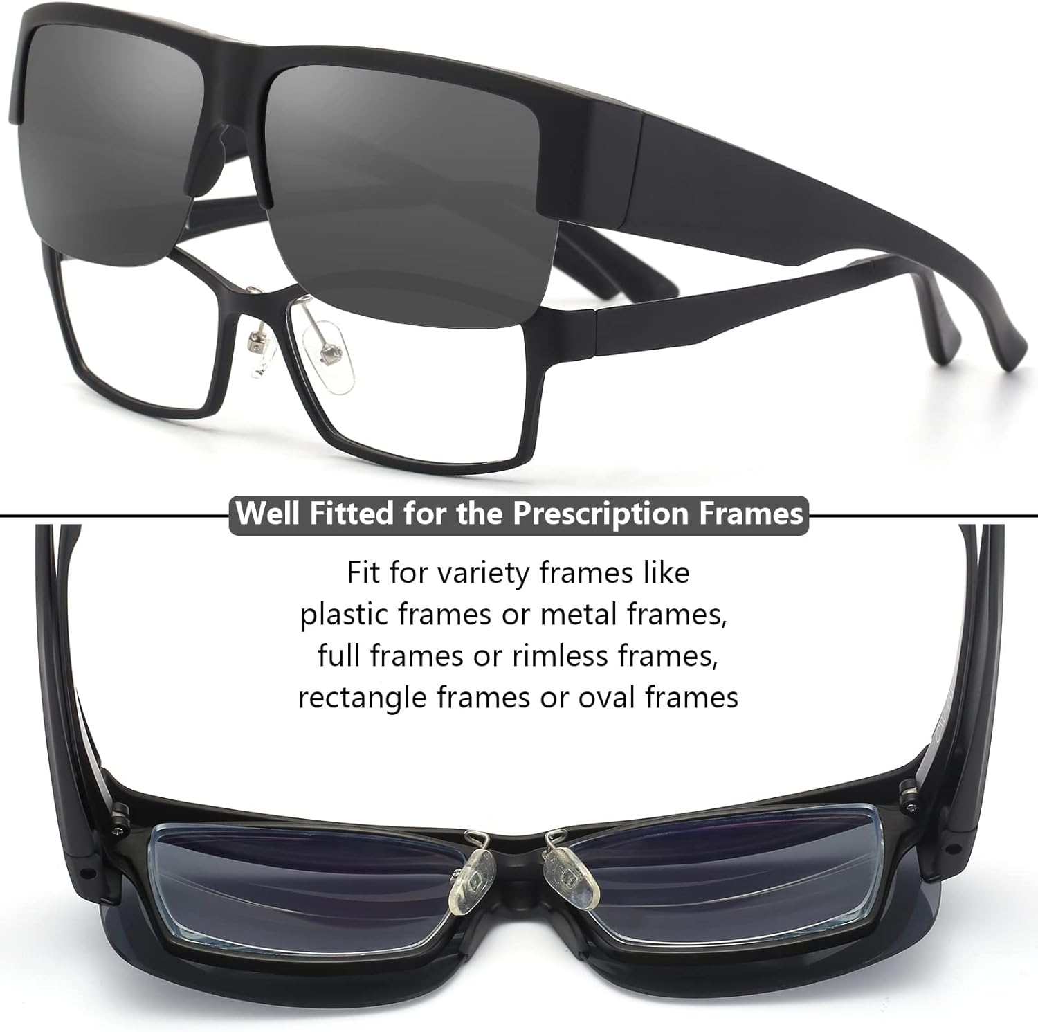 CAXMAN Fit Over Glasses Sunglasses for Men & Women Polarized Lens 100% UV Protection