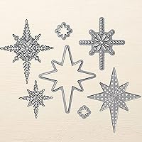 Vista 7 de Juego de 7 piezas de troqueles de metal con diseño de copo de nieve Starlight, troqueles de corte de tarjetas de copo de nieve de Navidad