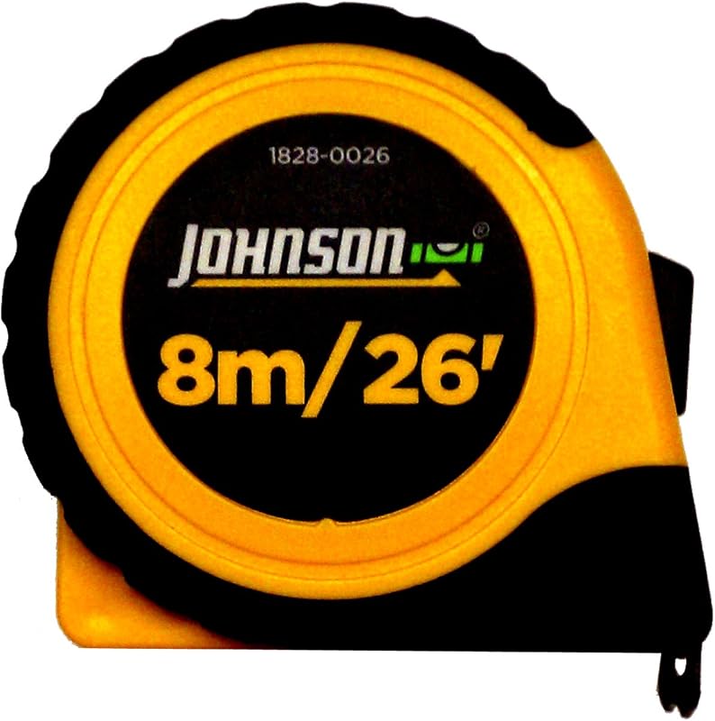 Johnson Level & Tool 1828-0026 Metric/Inch Power Tape, 8m/26', Black/Yellow, 1 Tape