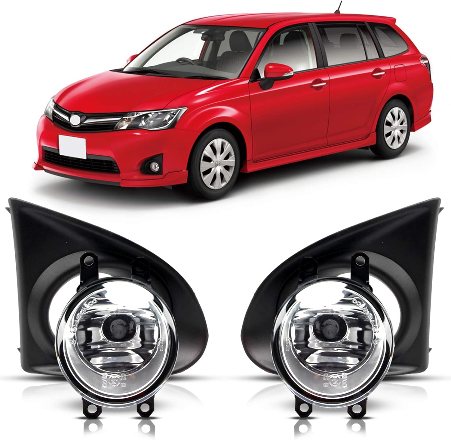 DLAA Front Fog Lights Compatible with Toyota 2013 2014 2015 Corolla Axio Front Fog Lamps Set - 1 Pair (Black)