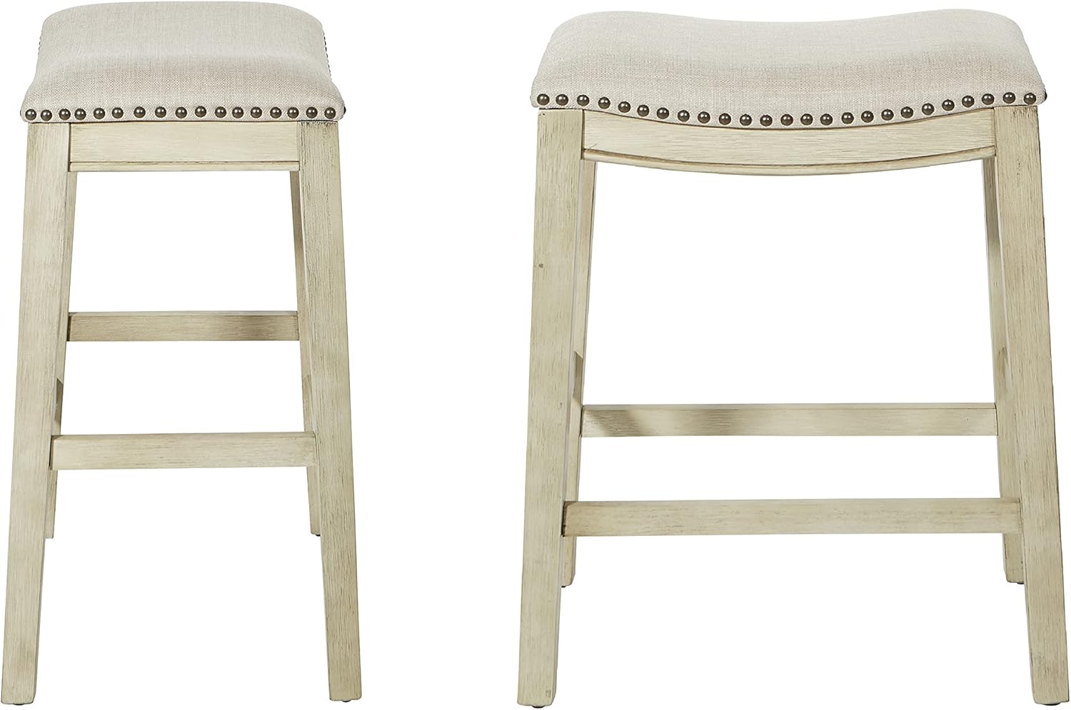 Amazoncom Osp Home Furnishings Saddle Stool With Antique White Base