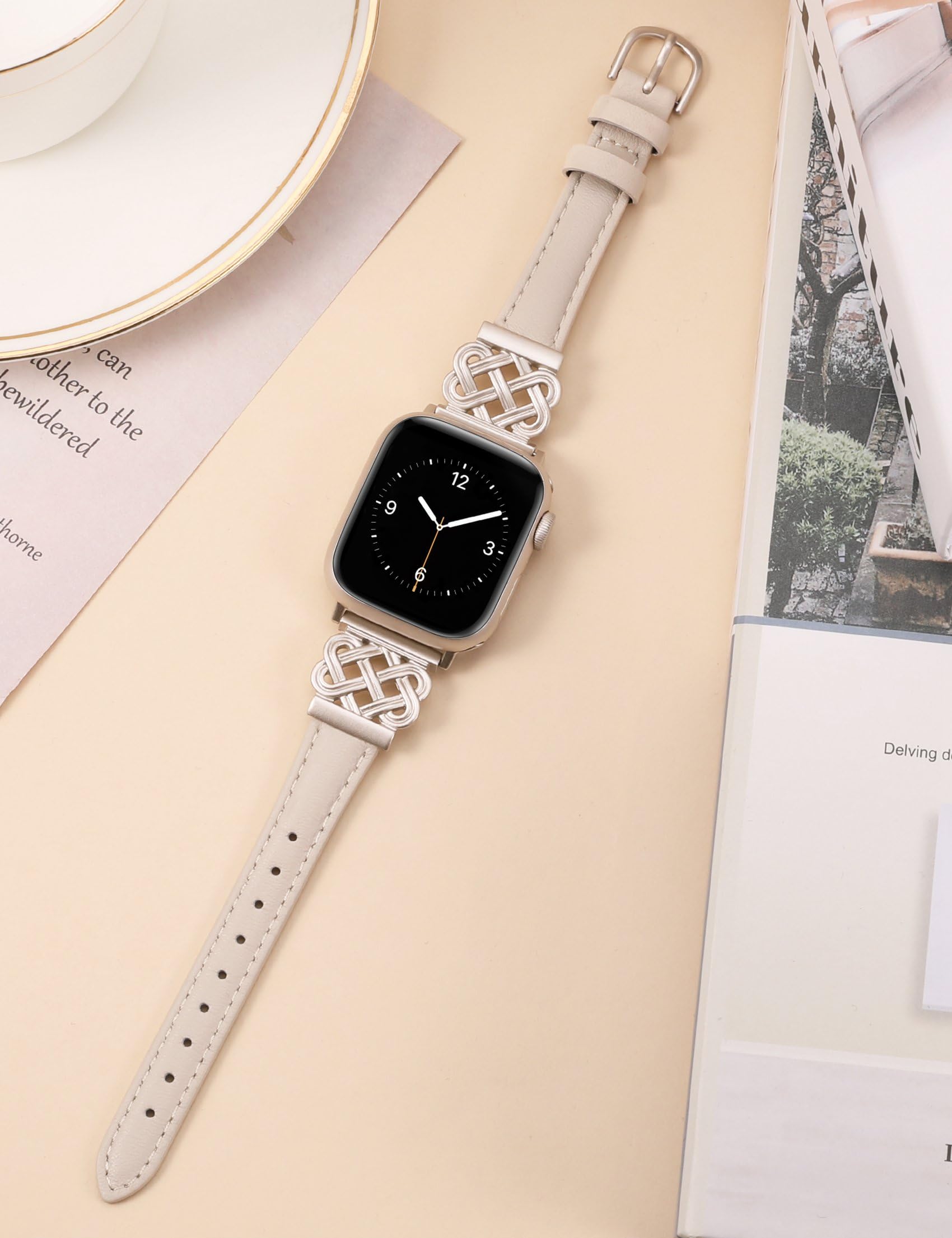 TOYOUTHS Leather Strap Compatible with Apple Watch Straps 38mm 40mm 41mm 42mm Women - Image 4