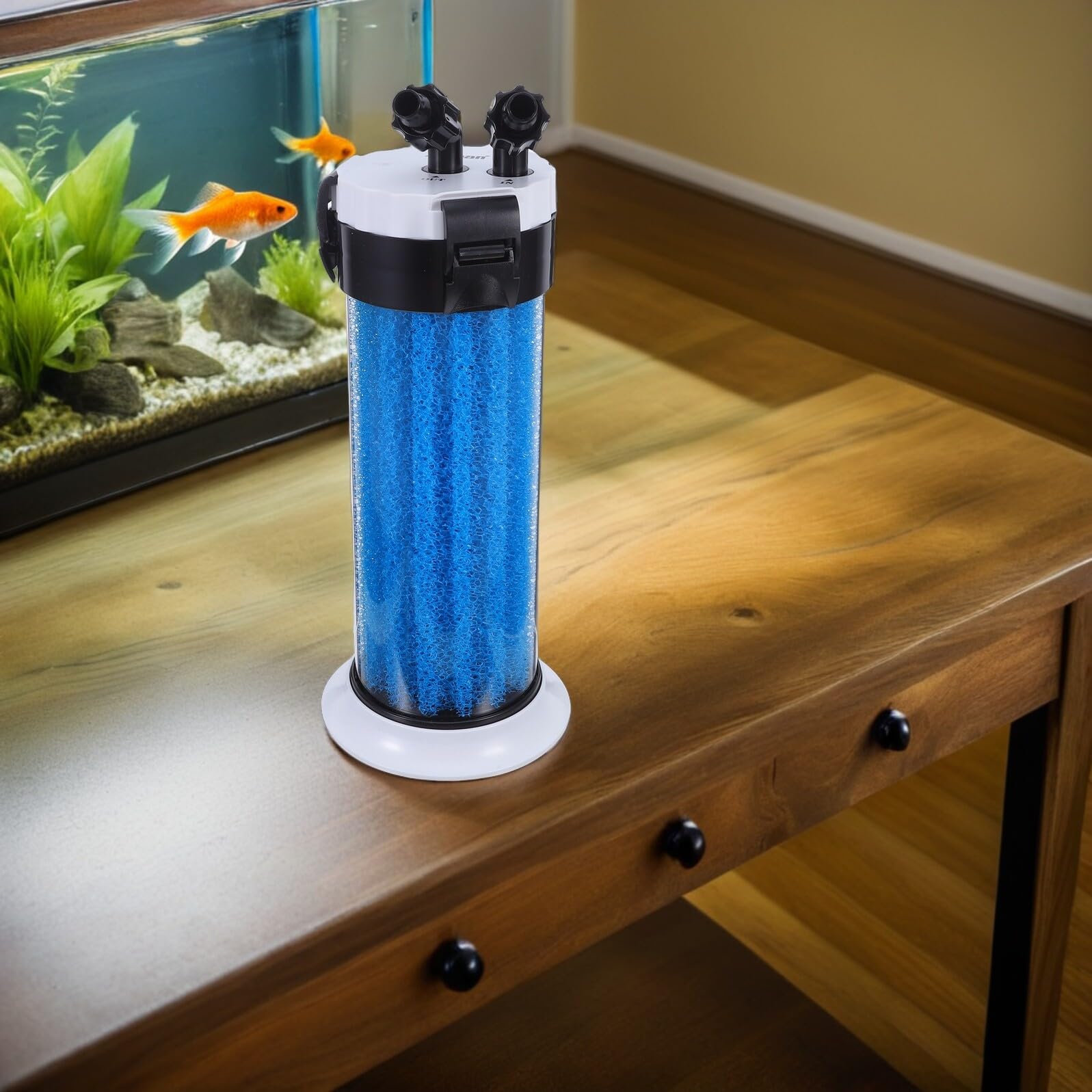ifundom Filtro de Acuario Externo para Pecera, Filtro de Cartucho con Bomba Sumergible, Sistema de Filtración Física, Química y Biológica, Adecuado para Tanques y Acuarios con Circulación