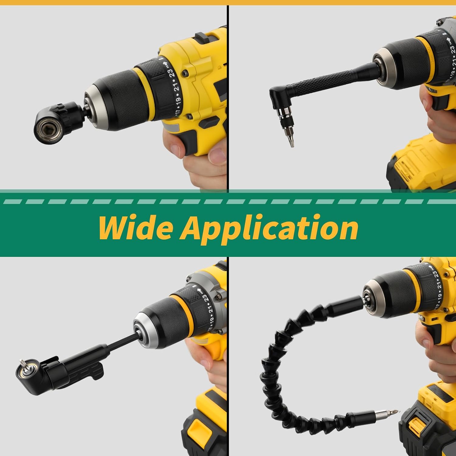 GRENPRO 19 Pcs Flexible Drill Bit Extension Kit, Includes 2 Pcs 105° Right Angle Drill Attachment, 3 Pcs Rotatable Socket Adapter, 10+2 Pcs Screwdriver Bits & Bendable Extension for Tight Spaces