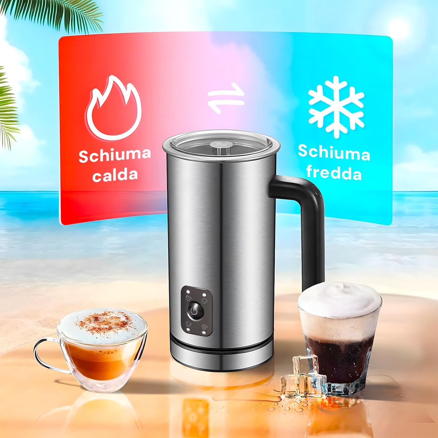Avilia Montalatte Elettrico con Funzione Cappuccino, Silenzioso 550W, Antiaderente, Base Removibile, per Caffè Gourmet a Casa, Capacità 150ml/300ml, in Acciaio Inox