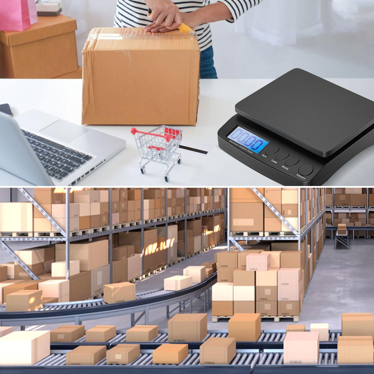 Anesty Digitale Paketwaage bis 30 kg, Briefwaage Plattformwaage Postwaage in 1g Schritten mit Zähl-, Tara- und Hold-Funktion für Geschäften/Küchen/Haus/Lager