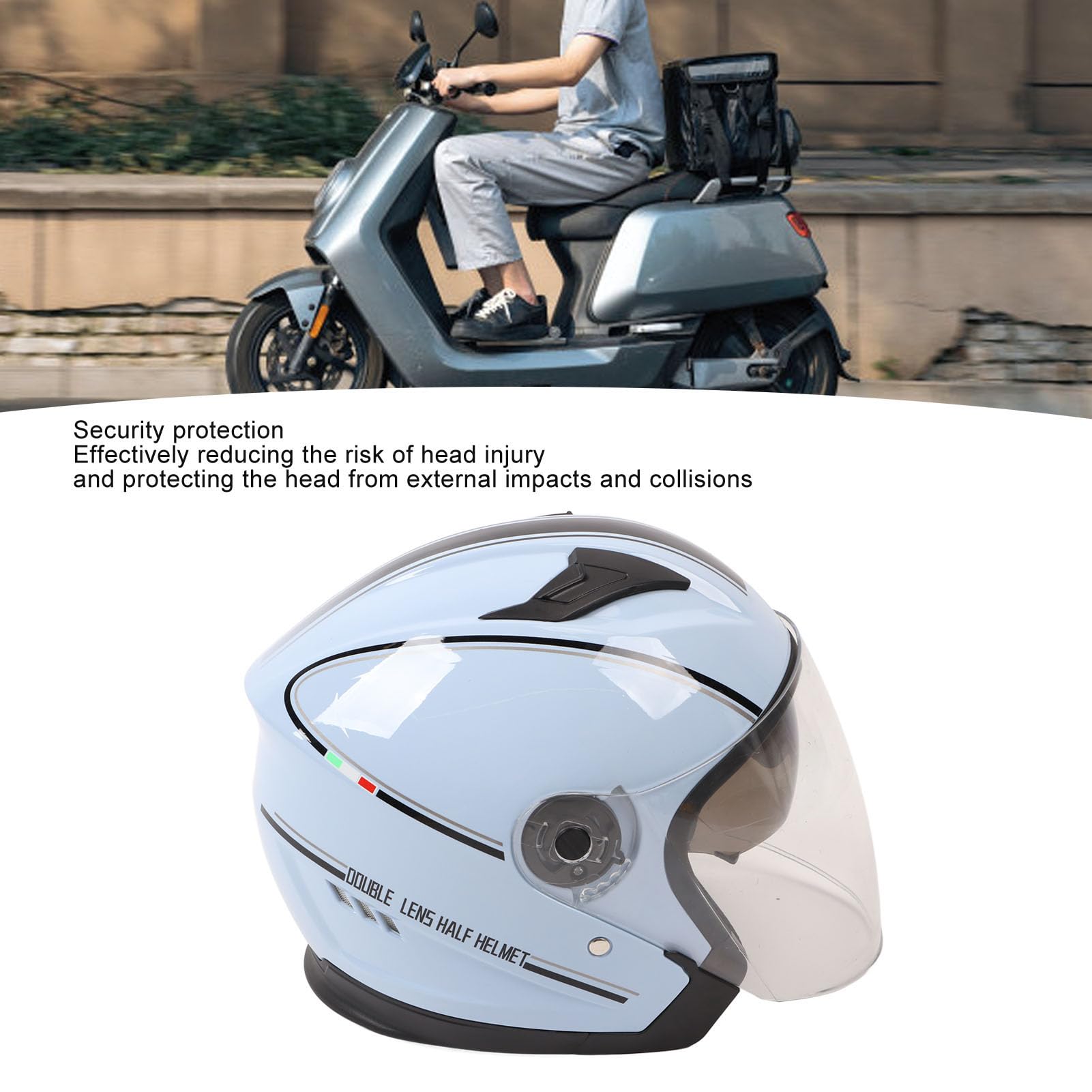 Halbgesichts-Motorradhelm, Kompakter, Leichter Motorradhelm Mit Offenem Gesicht Für Elektrofahrzeug-Motorräder, ABS-Helm
