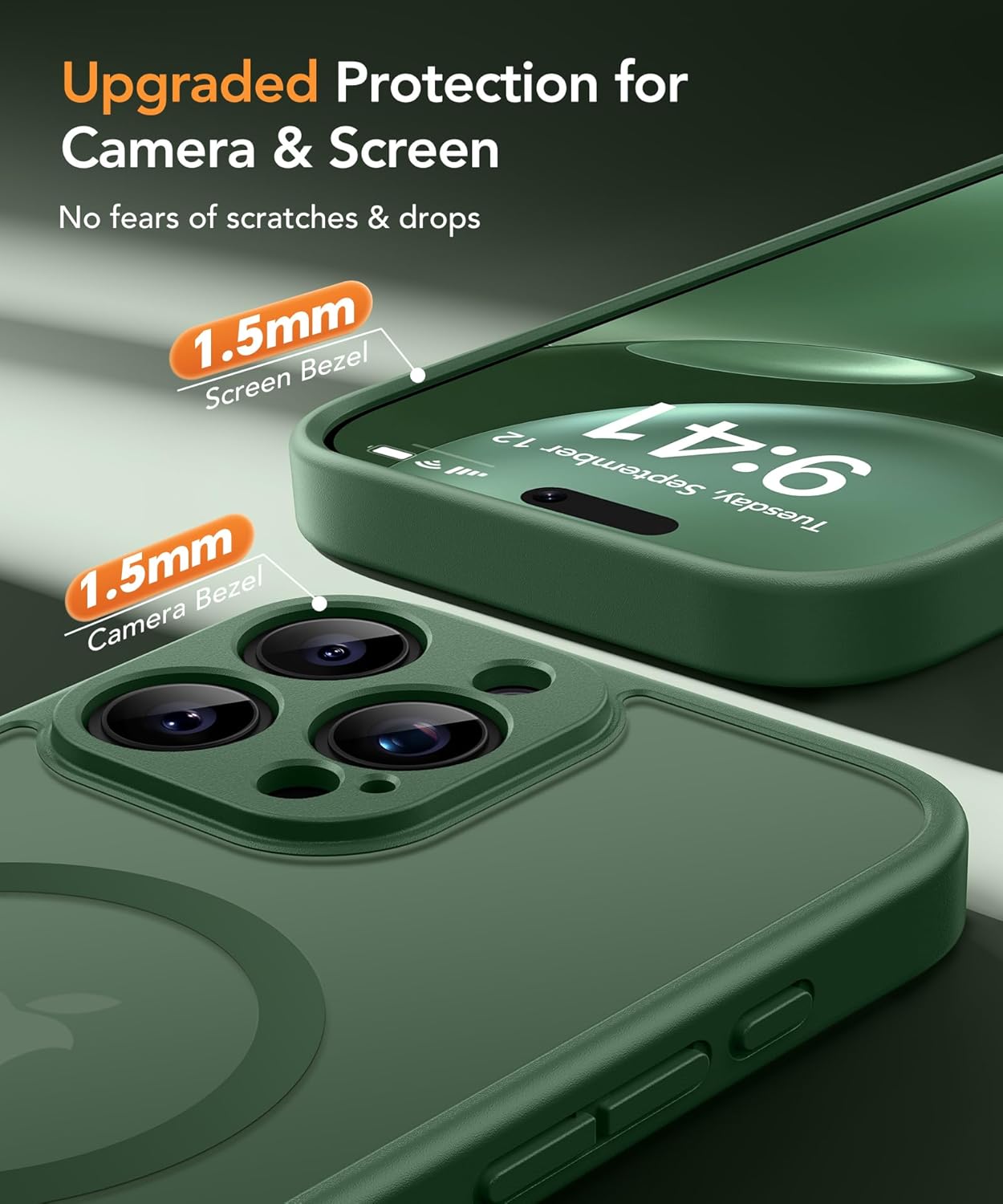 GolbinBox Magnetic for iPhone 16 Pro Case with Camera Control Button,Compatible with MagSafe,[Full Camera Protection][Privacy Screen Protector] Matte Translucent Phone Cover for iPhone 16 Pro(Green) - Image 8